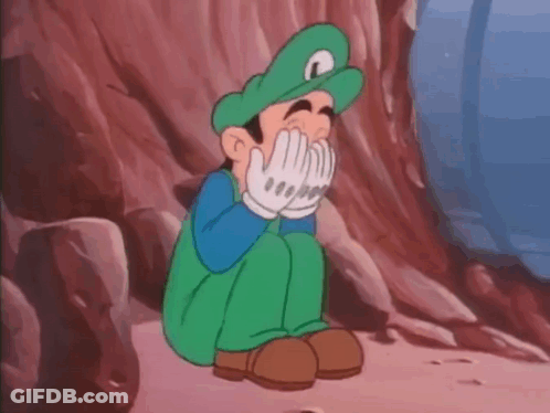 Cartoon Character Covering Mouth Sitting On Rock GIF