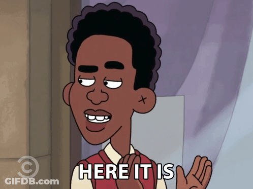 Cartoon Character Cross Forehead Says Here It Is GIF