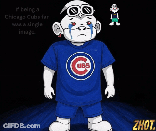 Cartoon Character Crying In Cubs Shirt GIF