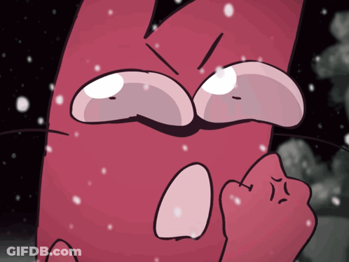 Cartoon Character Crying With Snow Falling GIF