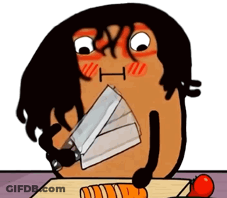 Cartoon Character Cutting Carrots GIF