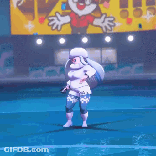 Cartoon Character Dancing Before Another In Yellow Shirt GIF