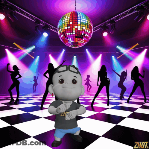 Cartoon Character Dancing Disco Ball Saying Shot GIF