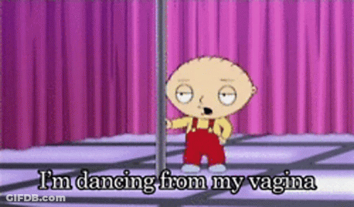 Cartoon Character Dancing From Vagina GIF