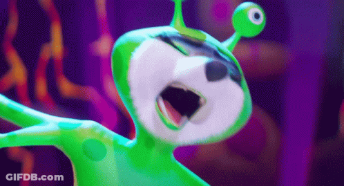 Cartoon Character Dancing In Alien Costume GIF