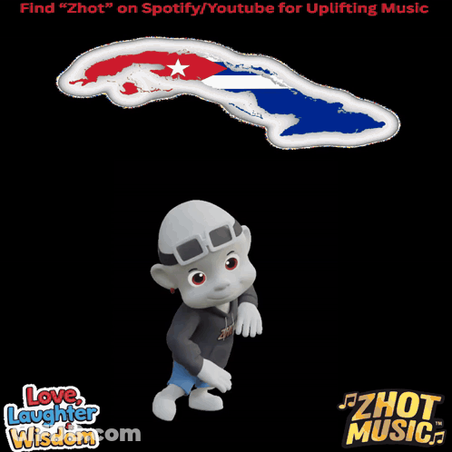 Cartoon Character Dancing In Front Of Cuban Flag GIF