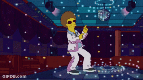 Cartoon Character Dancing In Front Of Global Disco Ball GIF