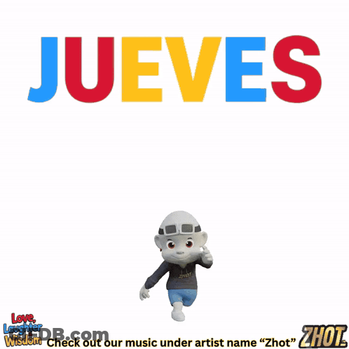 Cartoon Character Dancing In Front Of Jueves Sign GIF