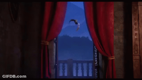 Cartoon Character Dancing In Room With Purple Smoke GIF