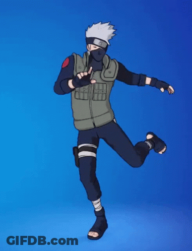 Cartoon Character Dancing With Arms Outstretched On Blue Background GIF