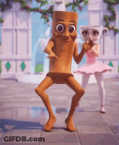 Cartoon Character Dancing With Ballerina In Pink Tutu GIF