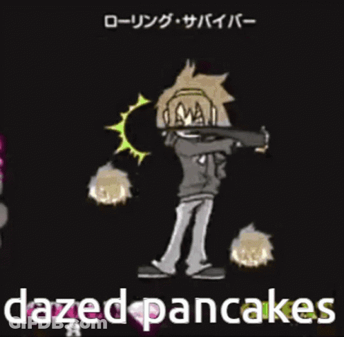 Cartoon Character Dancing With Dazed Pancakes GIF