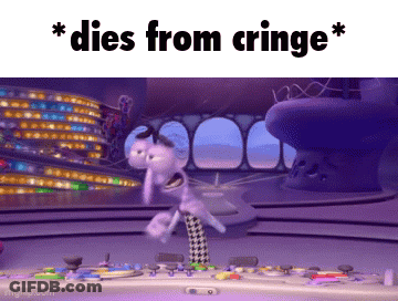 Cartoon Character Dies From Cringe GIF