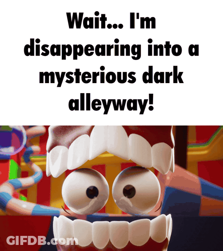 Cartoon Character Disappearing Into Mysterious Dark Alleyway GIF