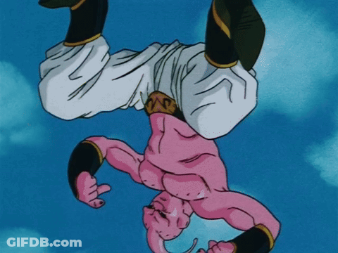 Cartoon Character Doing Handstand In Sky GIF