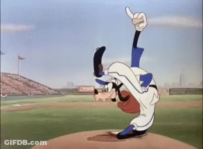 Cartoon Character Doing Handstand Playing Baseball GIF