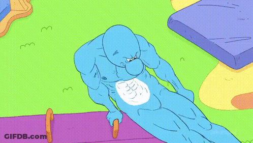 Cartoon Character Doing Push Ups On Bar GIF