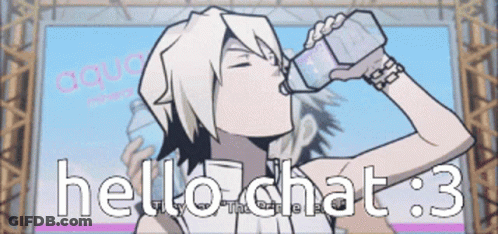 Cartoon Character Drinking Bottle Hello Chat 3 GIF