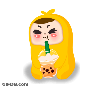 Cartoon Character Drinking From Cup With Green Straw GIF