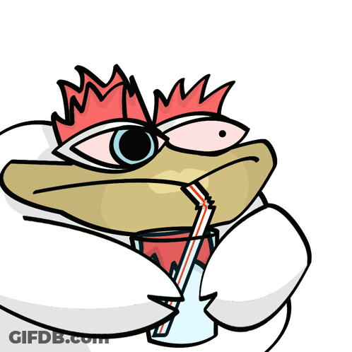 Cartoon Character Drinking Through Straw Wearing Crown GIF