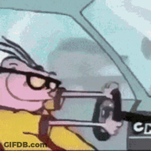 Cartoon Character Driving And Smoking GIF