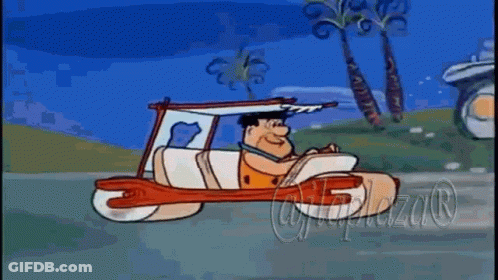Cartoon Character Driving Canopy Car GIF