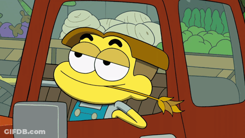 Cartoon Character Driving Red Truck GIF