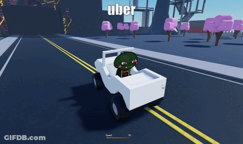 Cartoon Character Driving Uber Jeep GIF