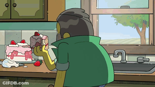 Cartoon Character Eating Cake GIF