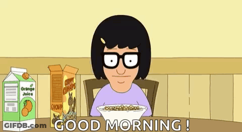 Cartoon Character Eating Cereal And Juice GIF