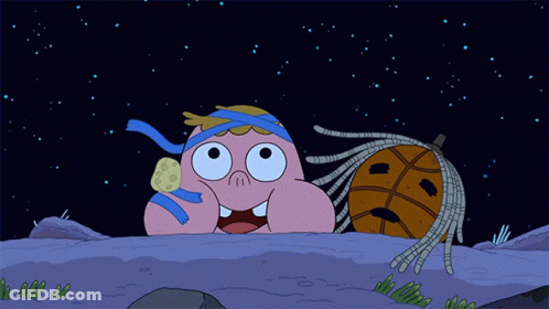 Cartoon Character Eating Cookie With Blue Scarf GIF