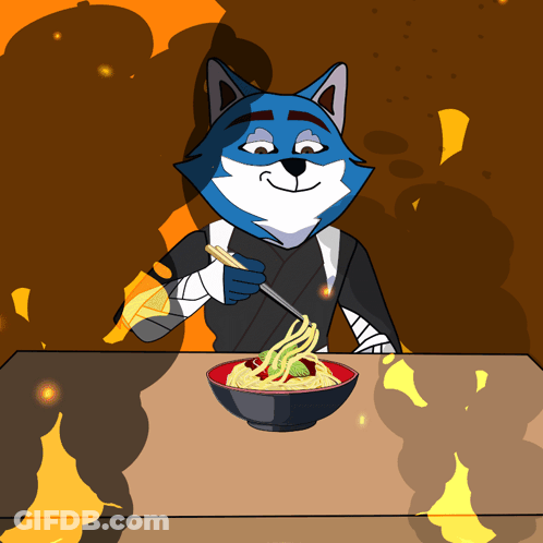 Cartoon Character Eating Noodles With Chopsticks GIF