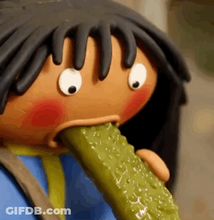 Cartoon Character Eating Pickle GIF