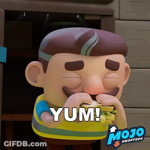 Cartoon Character Eating Sandwich Yum GIF