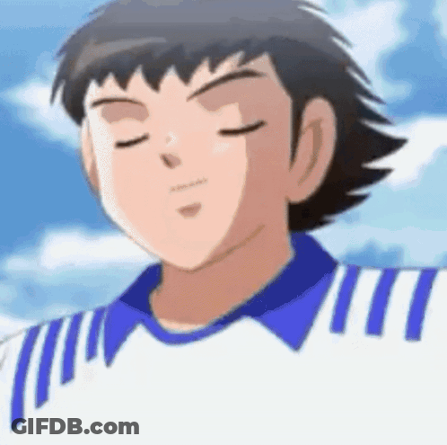 Cartoon Character Eyes Closed Blue And White Shirt GIF