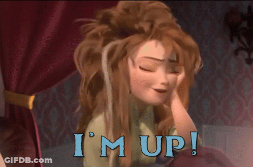 Cartoon Character Eyes Closed Saying I'm Up GIF