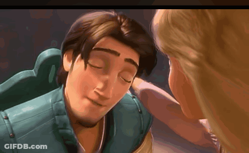 Cartoon Character Eyes Closed With Woman Behind GIF