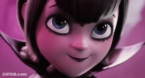Cartoon Character Face Blue Eyes Purple Background GIF