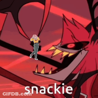 Cartoon Character Facing Monster Saying Snackie GIF