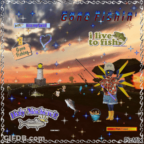 Cartoon Character Fishing Gone Fishing GIF