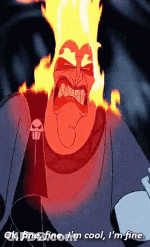 Cartoon Character Flames Saying I'm Cool I'm Fine GIF