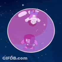 Cartoon Character Floating In Purple Bubble GIF