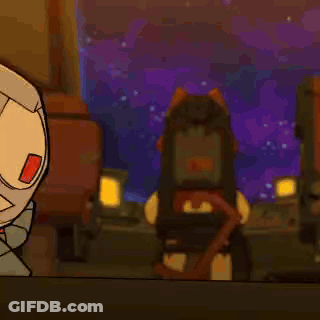 Cartoon Character Flying In Front Of Yellow GIF