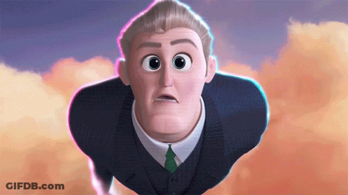 Cartoon Character Flying In Suit And Tie GIF