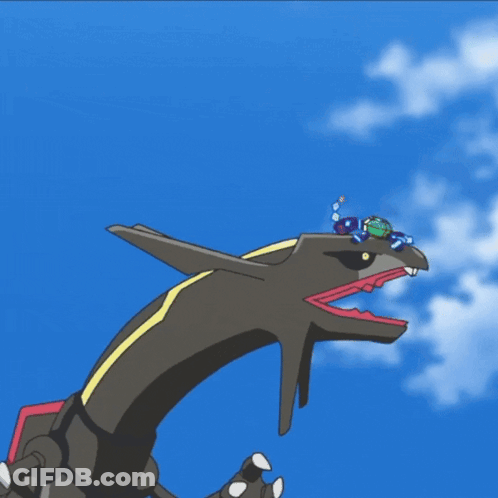 Cartoon Character Flying Next To Giant Monster GIF