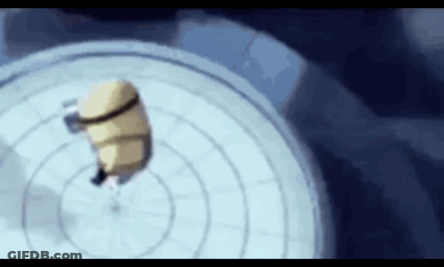 Cartoon Character Flying On Circular Surface GIF