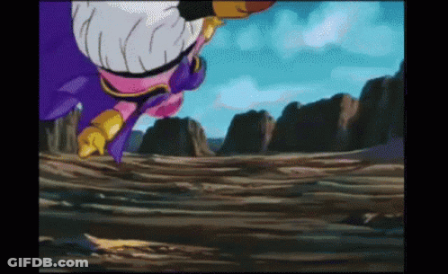 Cartoon Character Flying Over Desert Mountains GIF