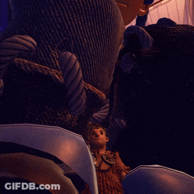 Cartoon Character Flying Past Man GIF