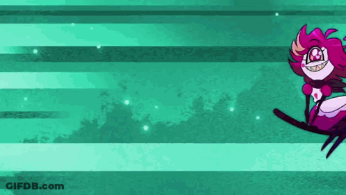 Cartoon Character Flying Through Air On Green Striped Background GIF