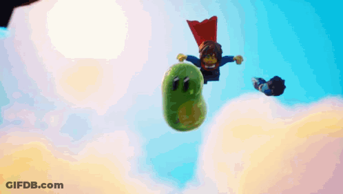 Cartoon Character Flying Through Air With Green Object GIF